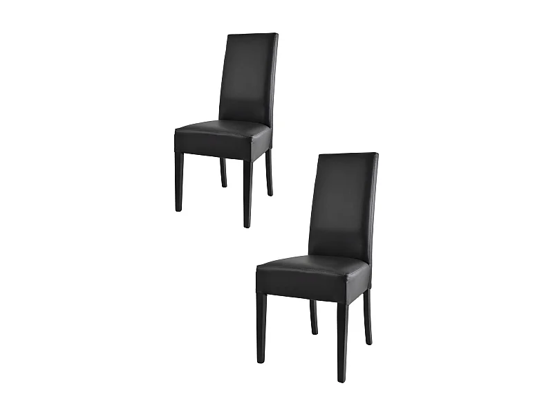 Tommychairs - Set 2 chaises LUISA structure en hêtre, assise et dossier revêtus en cuir artificiel noir