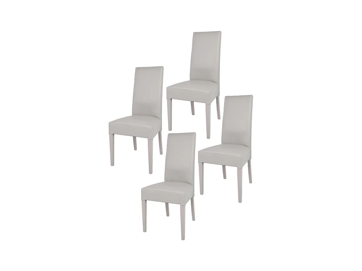 Tommychairs - Set 4 chaises LUISA structure en hêtre, assise et dossier revêtus en cuir artificiel gris clair