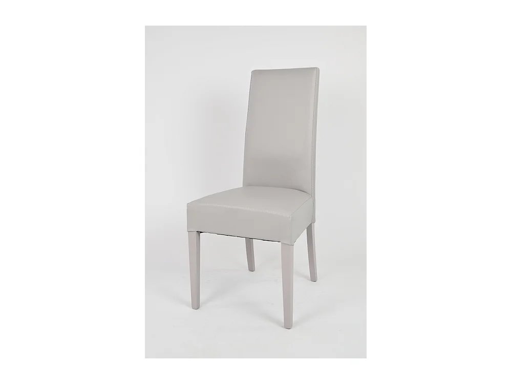 Tommychairs - Set 4 chaises LUISA structure en hêtre, assise et dossier revêtus en cuir artificiel gris clair