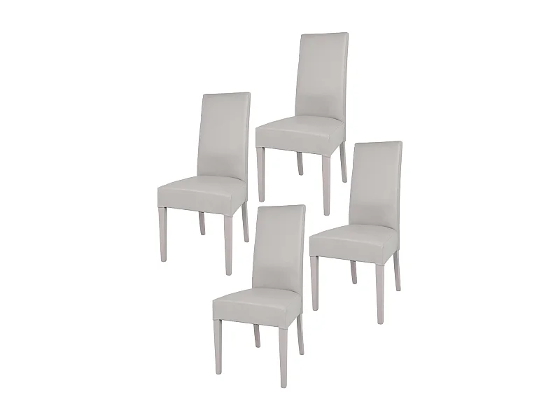 Tommychairs - Set 4 chaises LUISA structure en hêtre, assise et dossier revêtus en cuir artificiel gris clair