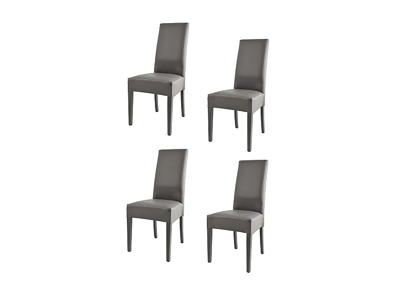 Tommychairs - Set 4 chaises LUISA structure en hêtre, assise et dossier revêtus en cuir artificiel gris foncé