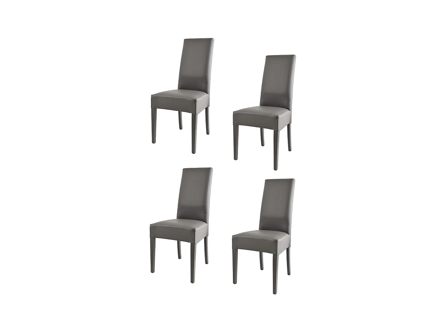 Tommychairs - Set 4 chaises LUISA structure en hêtre, assise et dossier revêtus en cuir artificiel gris foncé