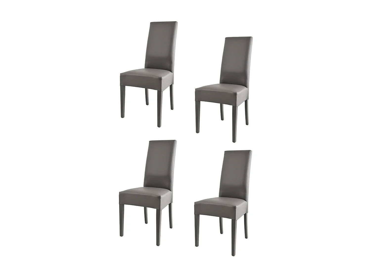 Tommychairs - Set 4 chaises LUISA structure en hêtre, assise et dossier revêtus en cuir artificiel gris foncé