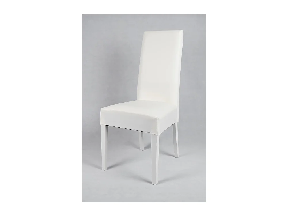 Tommychairs - Set 2 chaises LUISA structure en hêtre, assise et dossier revêtus en cuir artificiel blanc