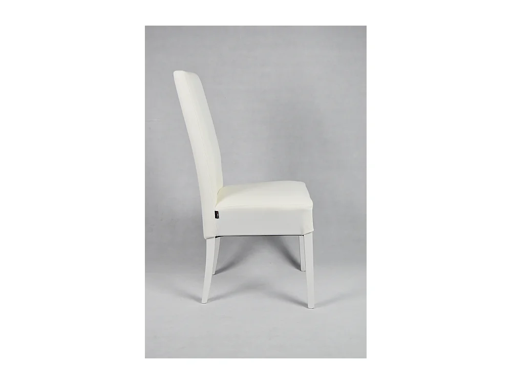 Tommychairs - Set 2 chaises LUISA structure en hêtre, assise et dossier revêtus en cuir artificiel blanc