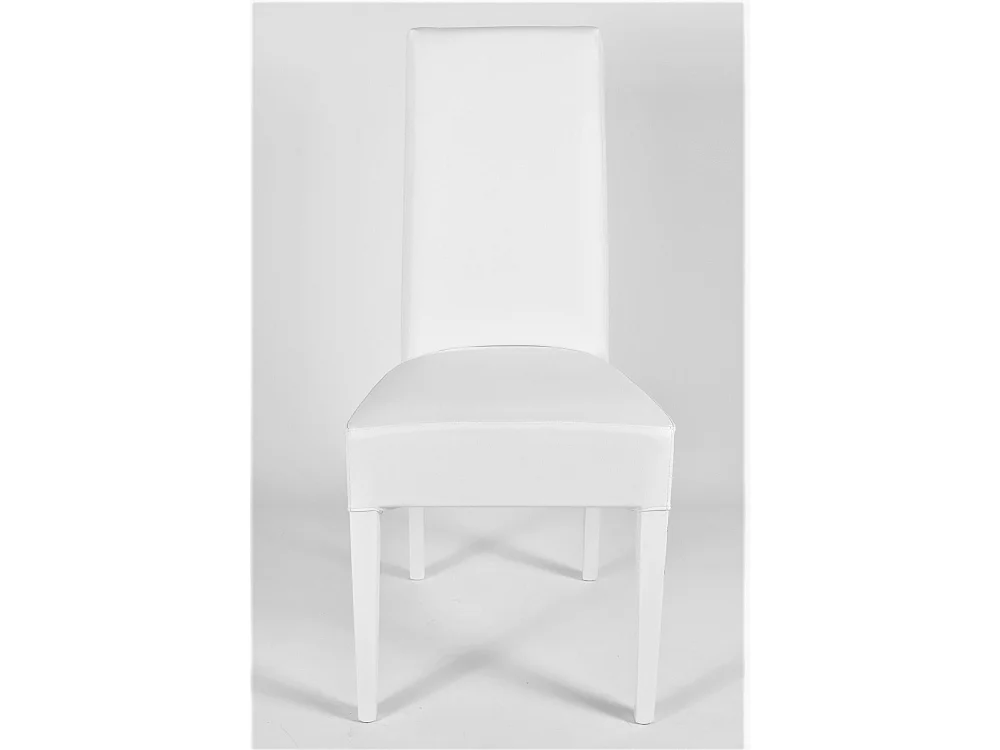 Tommychairs - Set 2 chaises LUISA structure en hêtre, assise et dossier revêtus en cuir artificiel blanc