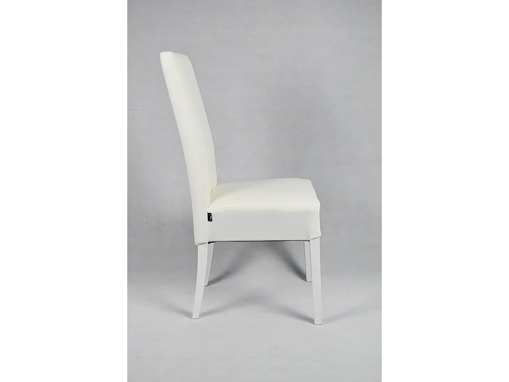 Tommychairs - Set 2 chaises LUISA structure en hêtre, assise et dossier revêtus en cuir artificiel blanc