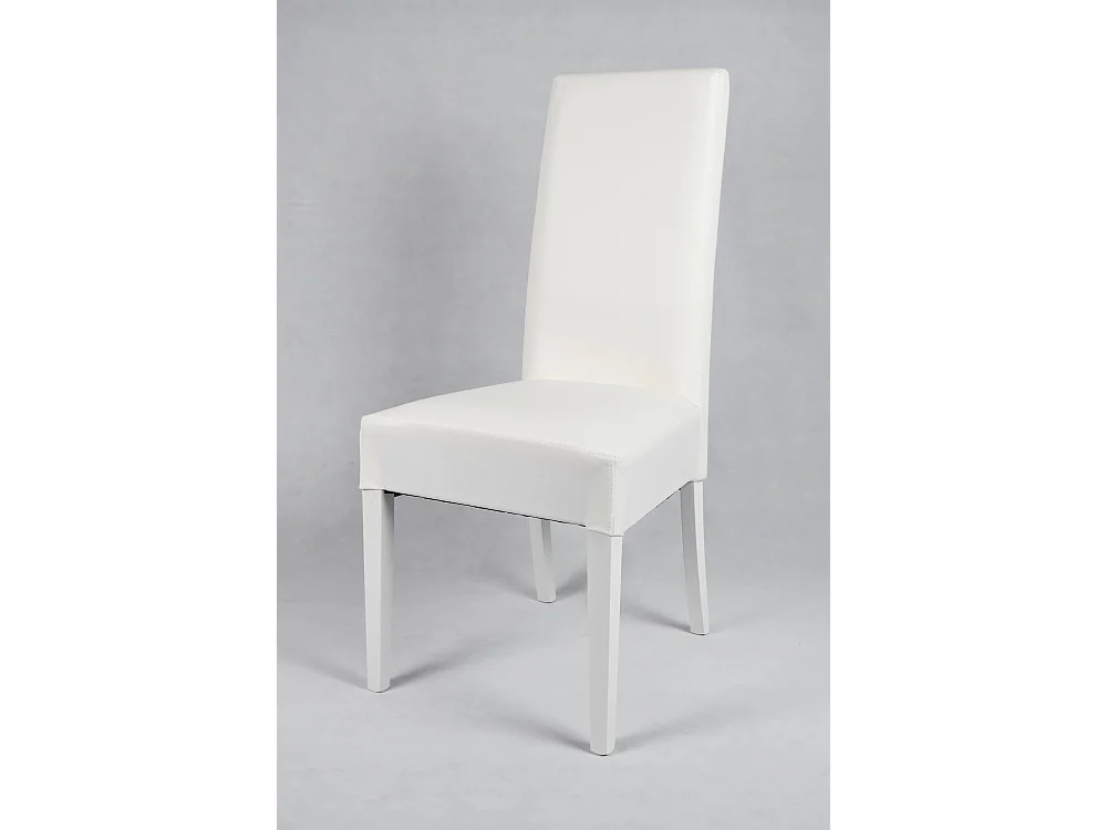 Tommychairs - Set 2 chaises LUISA structure en hêtre, assise et dossier revêtus en cuir artificiel blanc