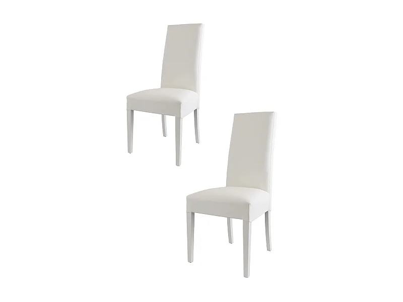 Tommychairs - Set 2 chaises LUISA structure en hêtre, assise et dossier revêtus en cuir artificiel blanc