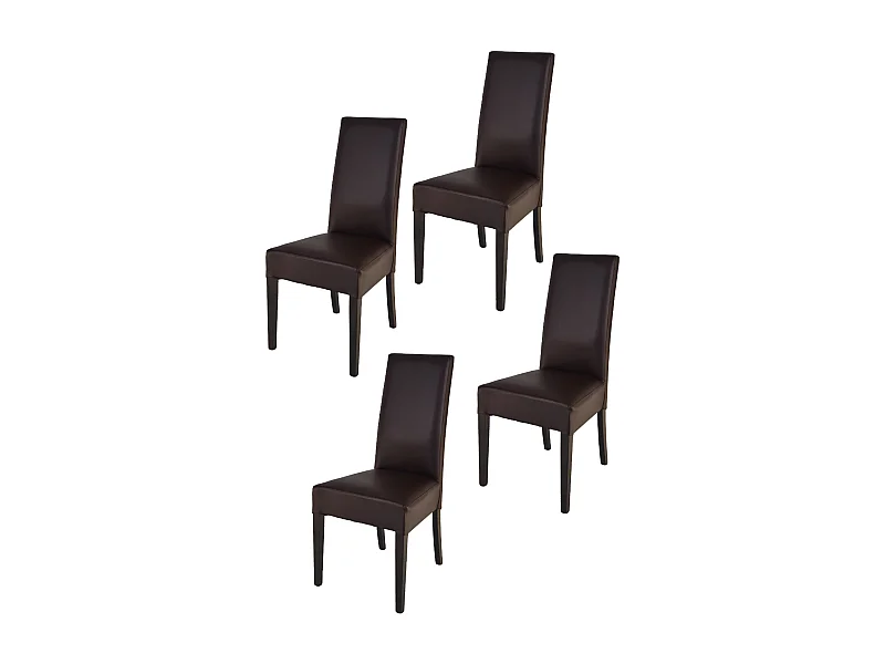 Tommychairs - Set 4 chaises LUISA structure en hêtre couleur wengé, assise et dossier revêtus en cuir artificiel moka
