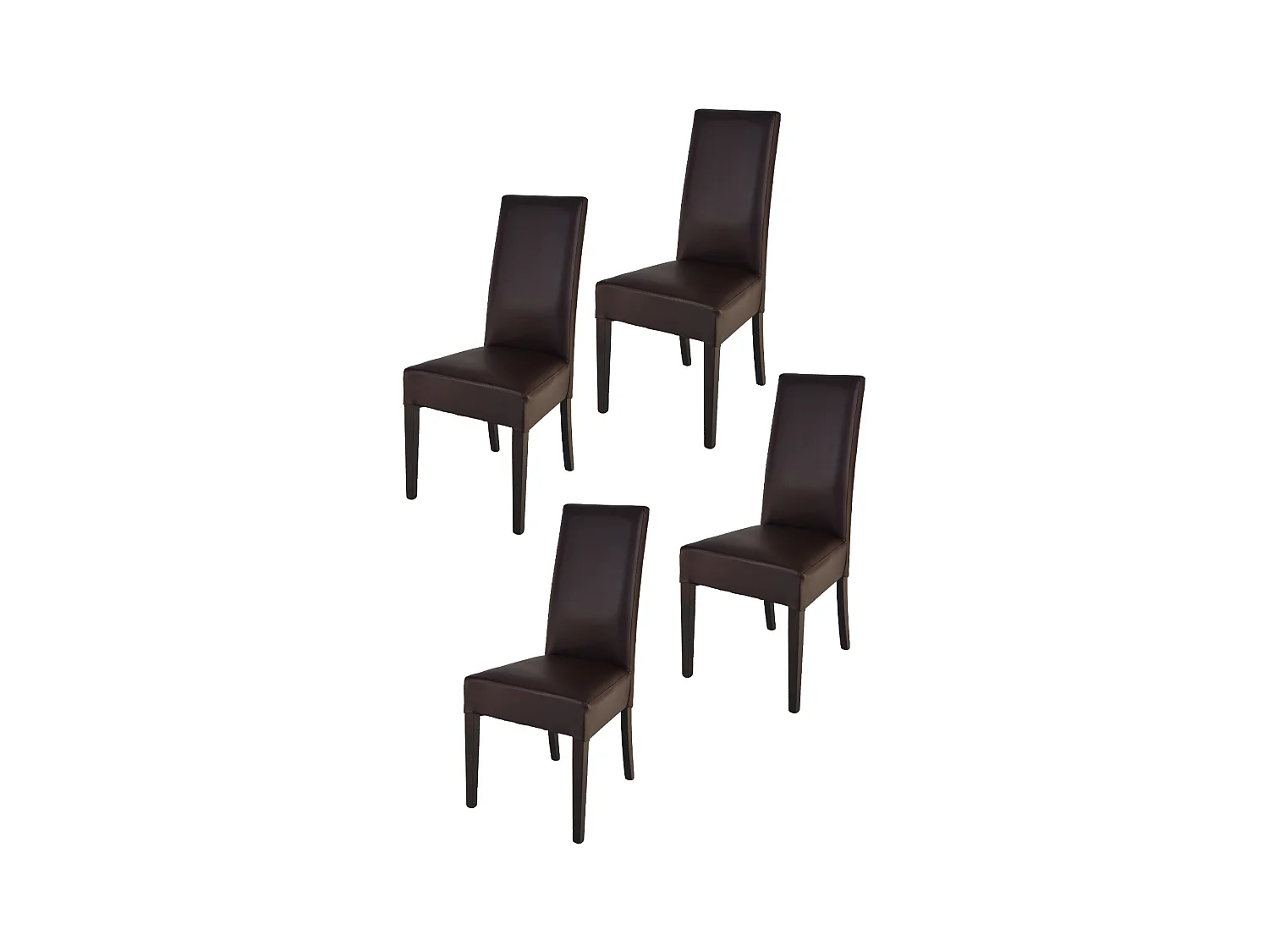 Tommychairs - Set 4 chaises LUISA structure en hêtre couleur wengé, assise et dossier revêtus en cuir artificiel moka