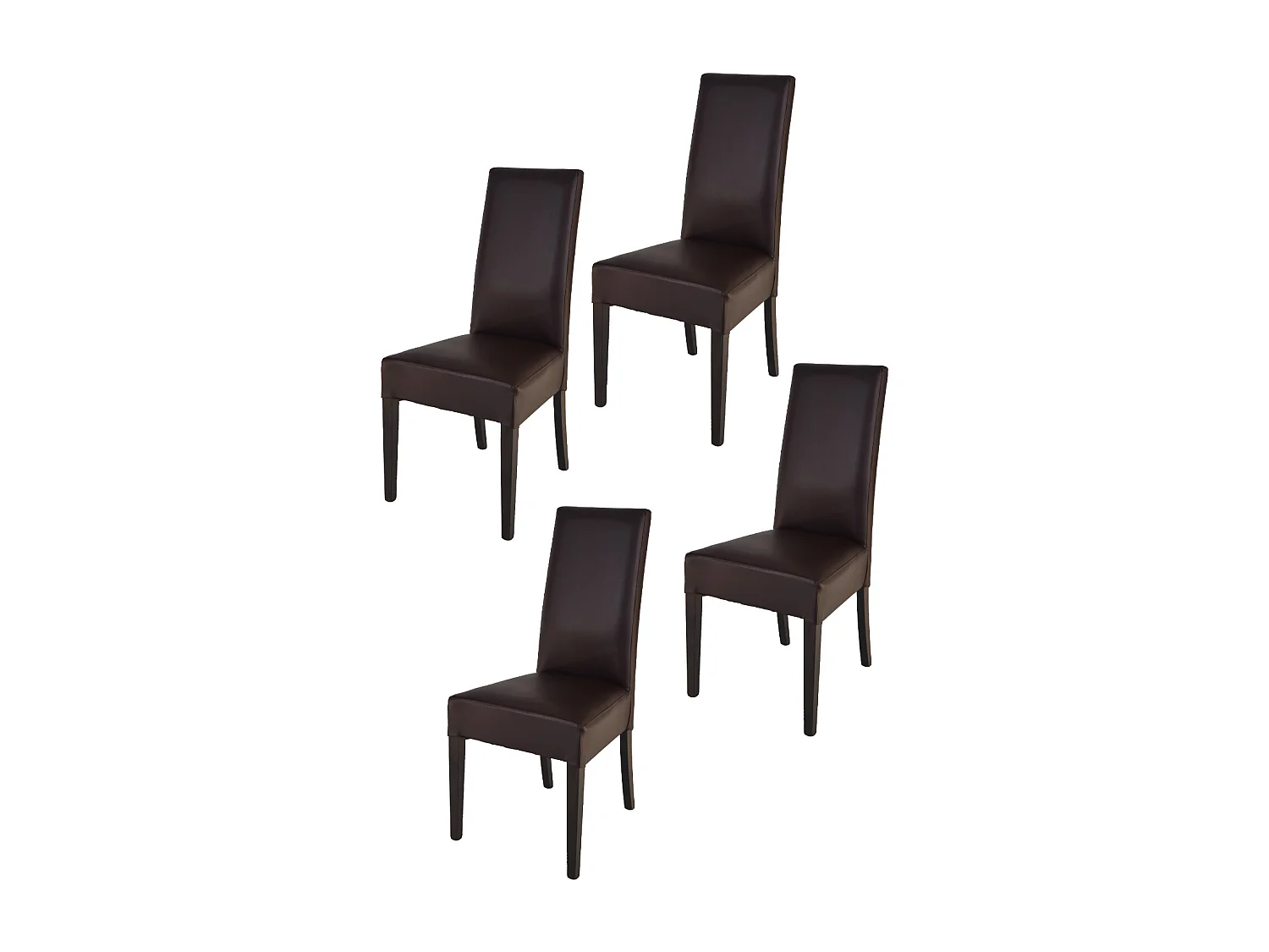 Tommychairs - Set 4 chaises LUISA structure en hêtre couleur wengé, assise et dossier revêtus en cuir artificiel moka