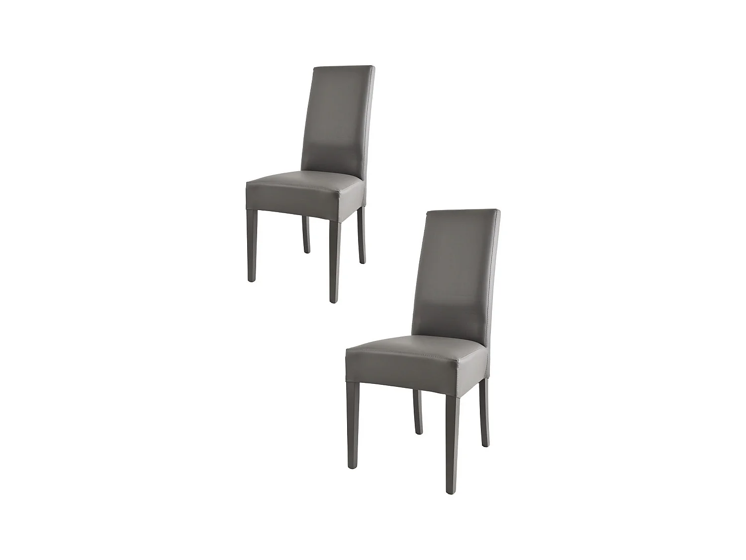 Tommychairs - Set 2 chaises LUISA structure en hêtre, assise et dossier revêtus en cuir artificiel gris foncé