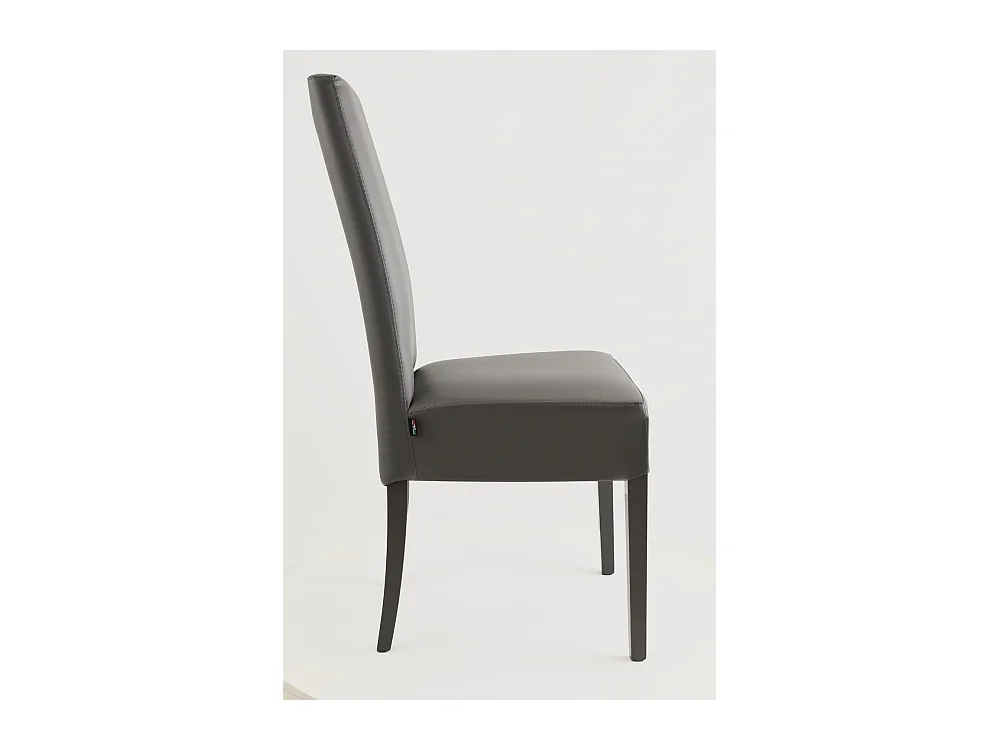 Tommychairs - Set 2 chaises LUISA structure en hêtre, assise et dossier revêtus en cuir artificiel gris foncé