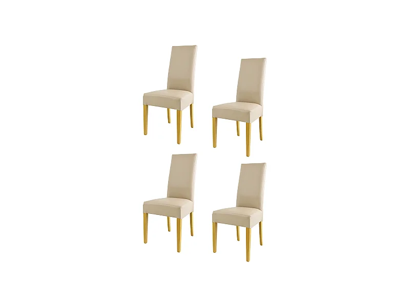 Tommychairs - Set 4 chaises LUISA structure en hêtre couleur chêne, assise et dossier revêtus en cuir artificiel lin