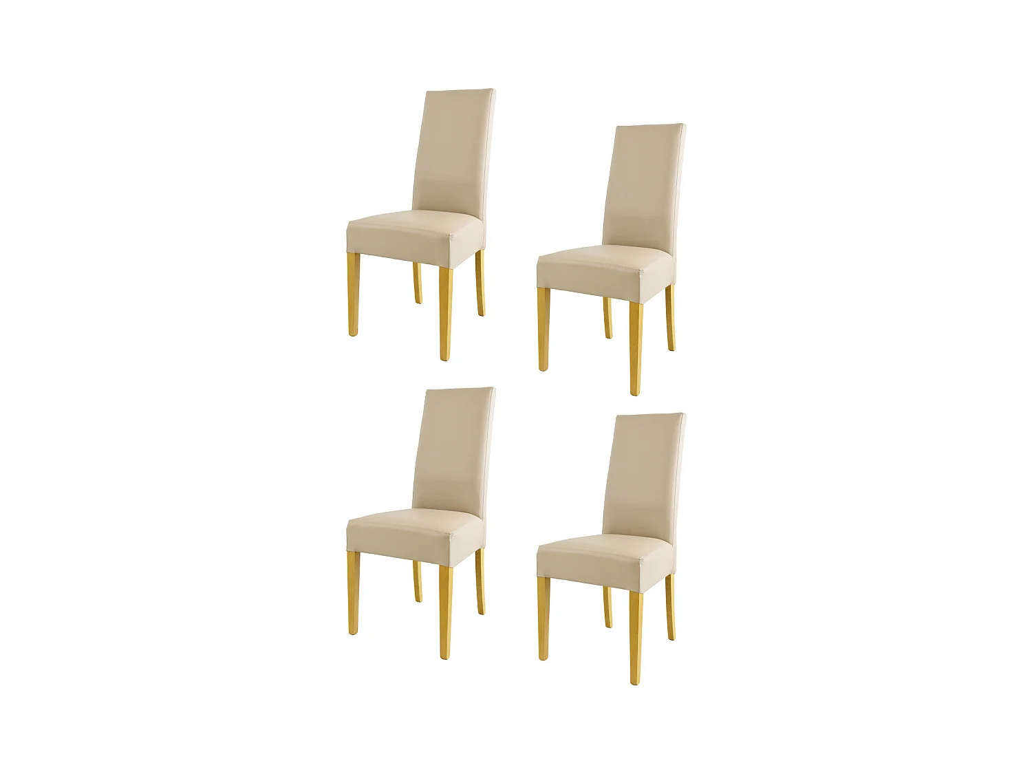 Tommychairs - Set 4 chaises LUISA structure en hêtre couleur chêne, assise et dossier revêtus en cuir artificiel lin