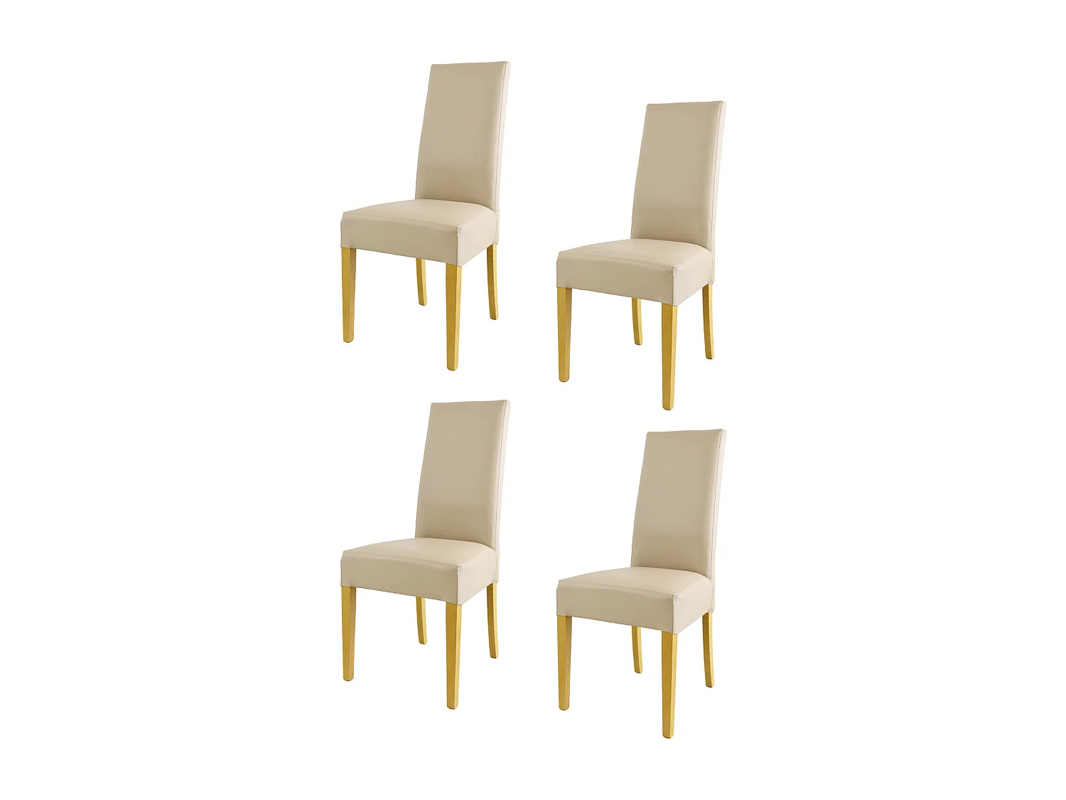 Tommychairs - Set 4 chaises LUISA structure en hêtre couleur chêne, assise et dossier revêtus en cuir artificiel lin