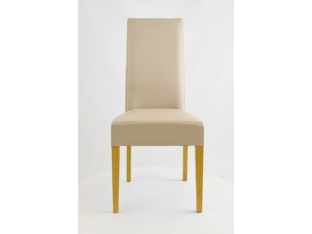 Tommychairs - Set 4 chaises LUISA structure en hêtre couleur chêne, assise et dossier revêtus en cuir artificiel lin