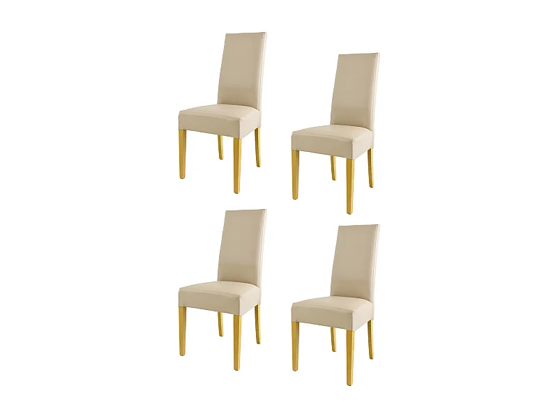 Tommychairs - Set 4 chaises LUISA structure en hêtre couleur chêne, assise et dossier revêtus en cuir artificiel lin