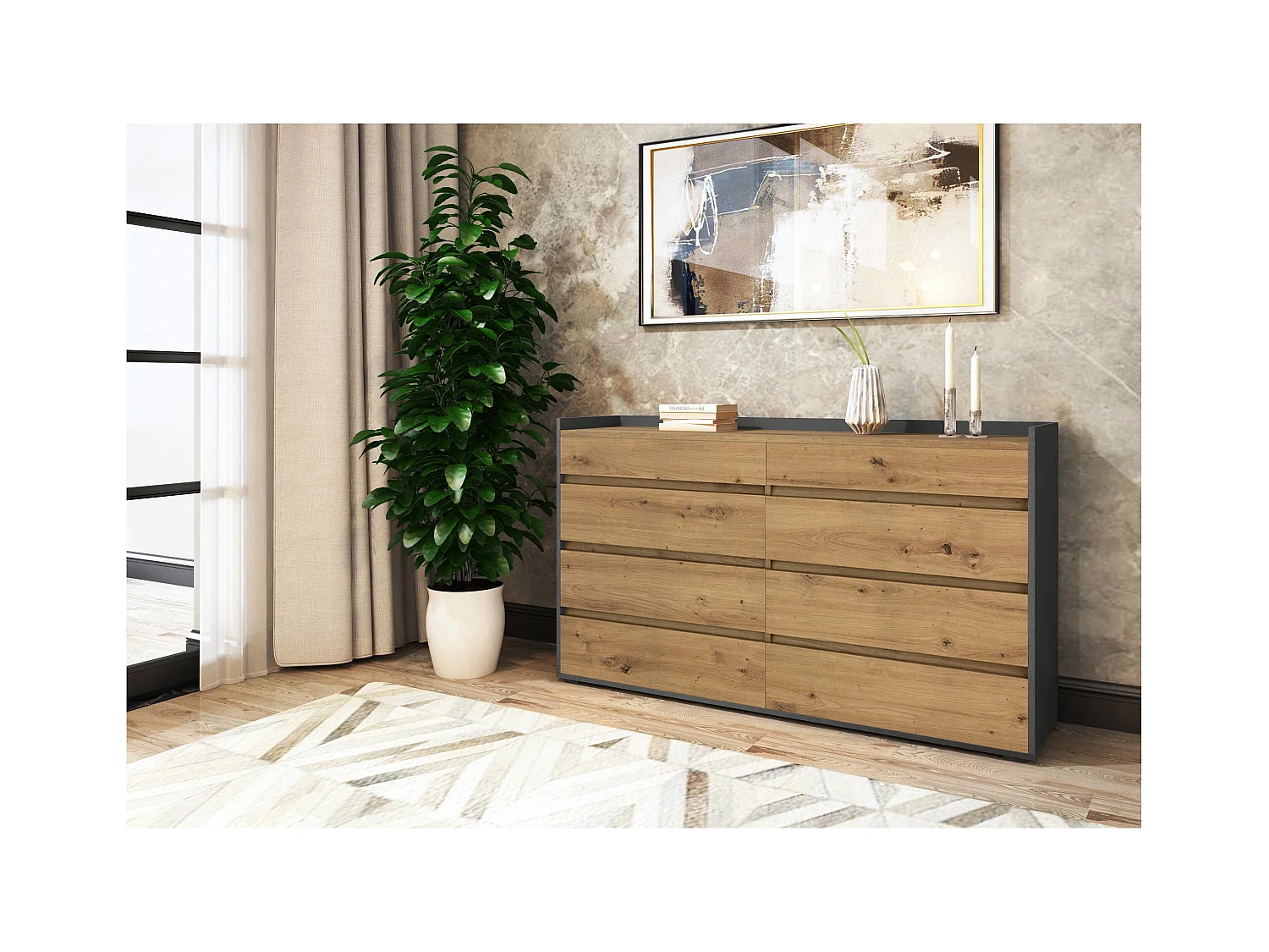 Commode Kosmo 8 Tiroirs ChêneAnthr