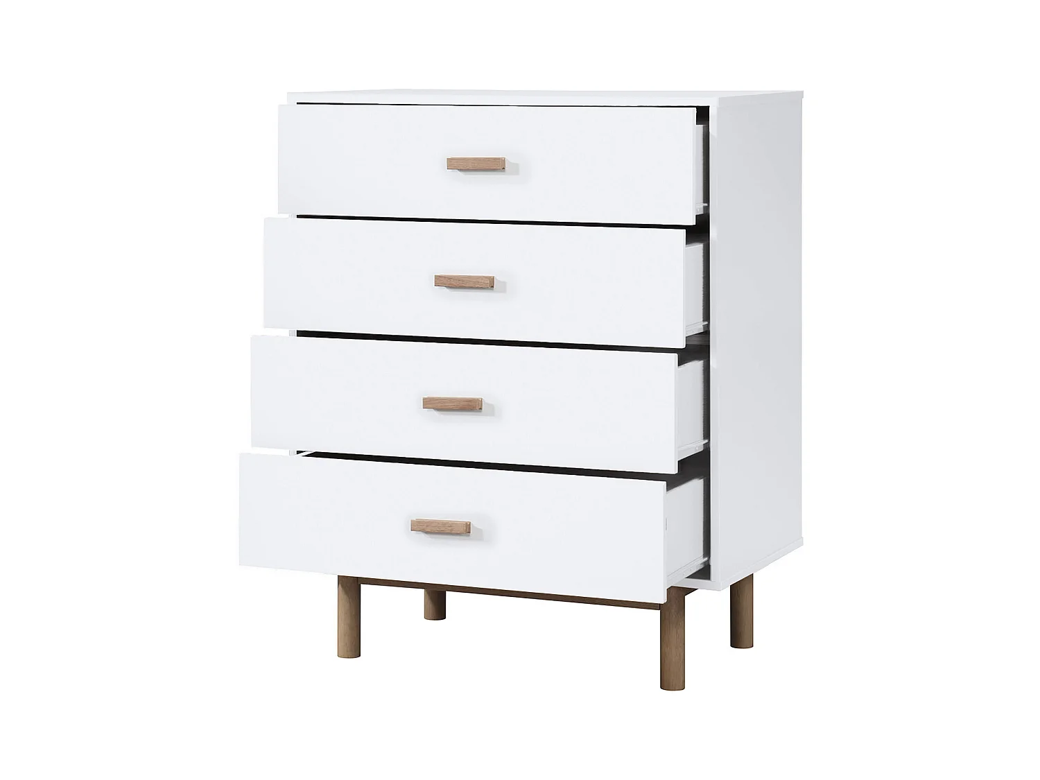 Melanie | Commode à 4 tiroirs en mélaminé chêne blanc