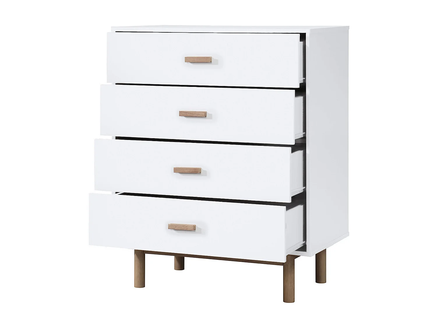 Melanie | Commode à 4 tiroirs en mélaminé chêne blanc