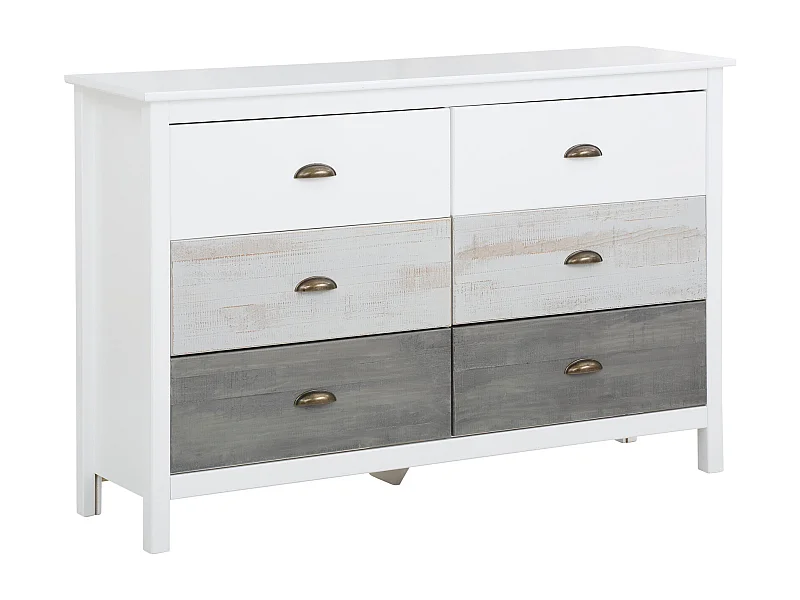 Salva | Commode aves 2x3 tiroirs en MDF blanc