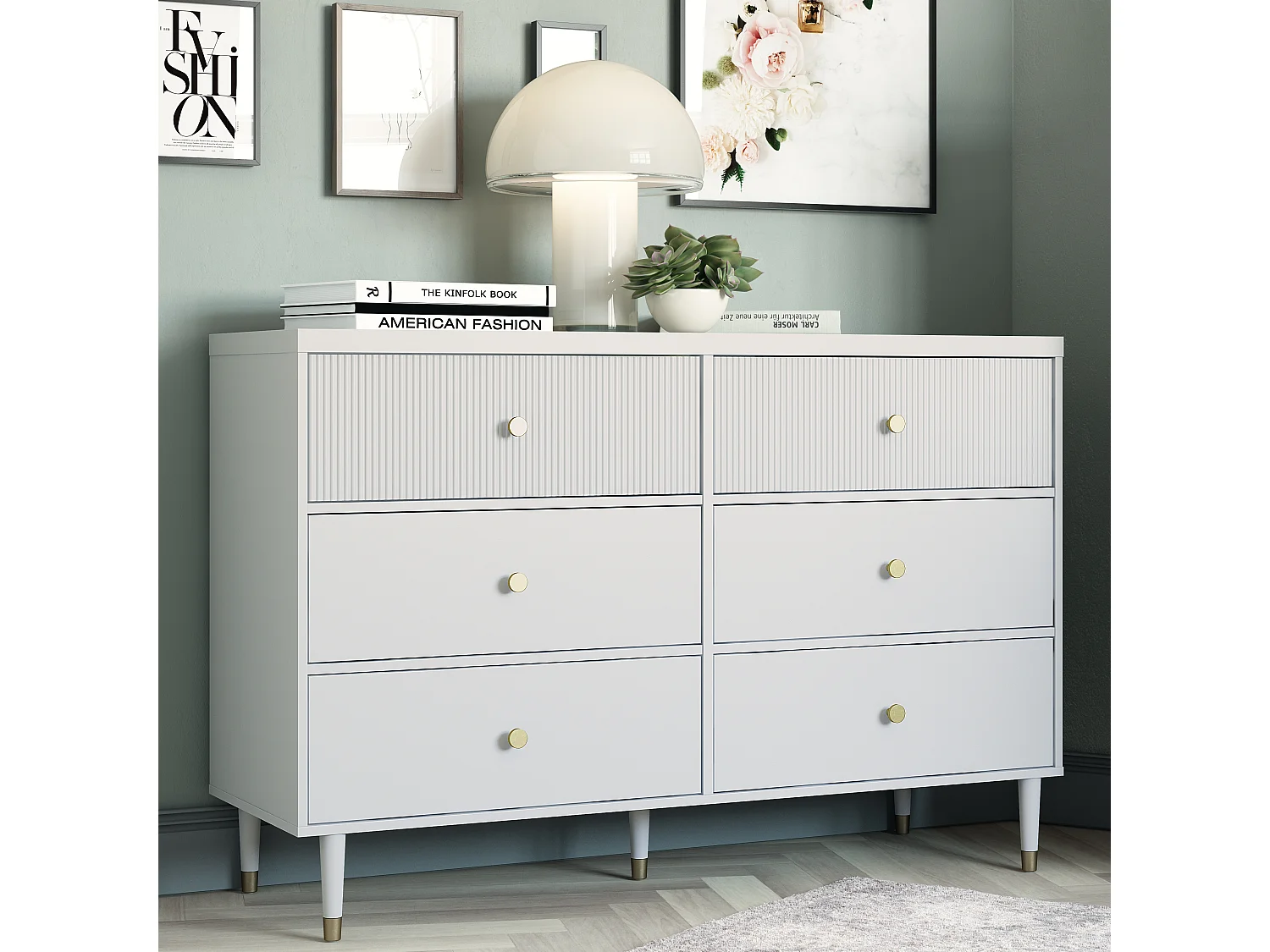 Elizabeth | Sideboard with 3+3 drawers in light grey
