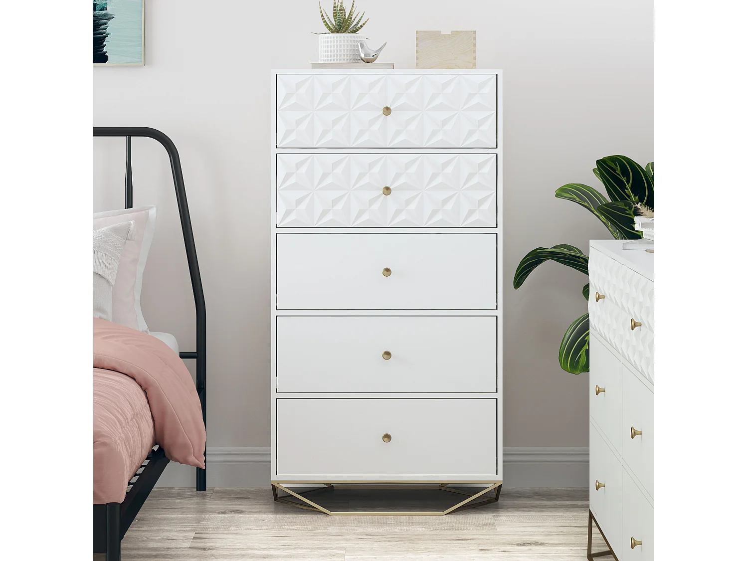 Blair Kommode mit 5 Schubladen. Weiß