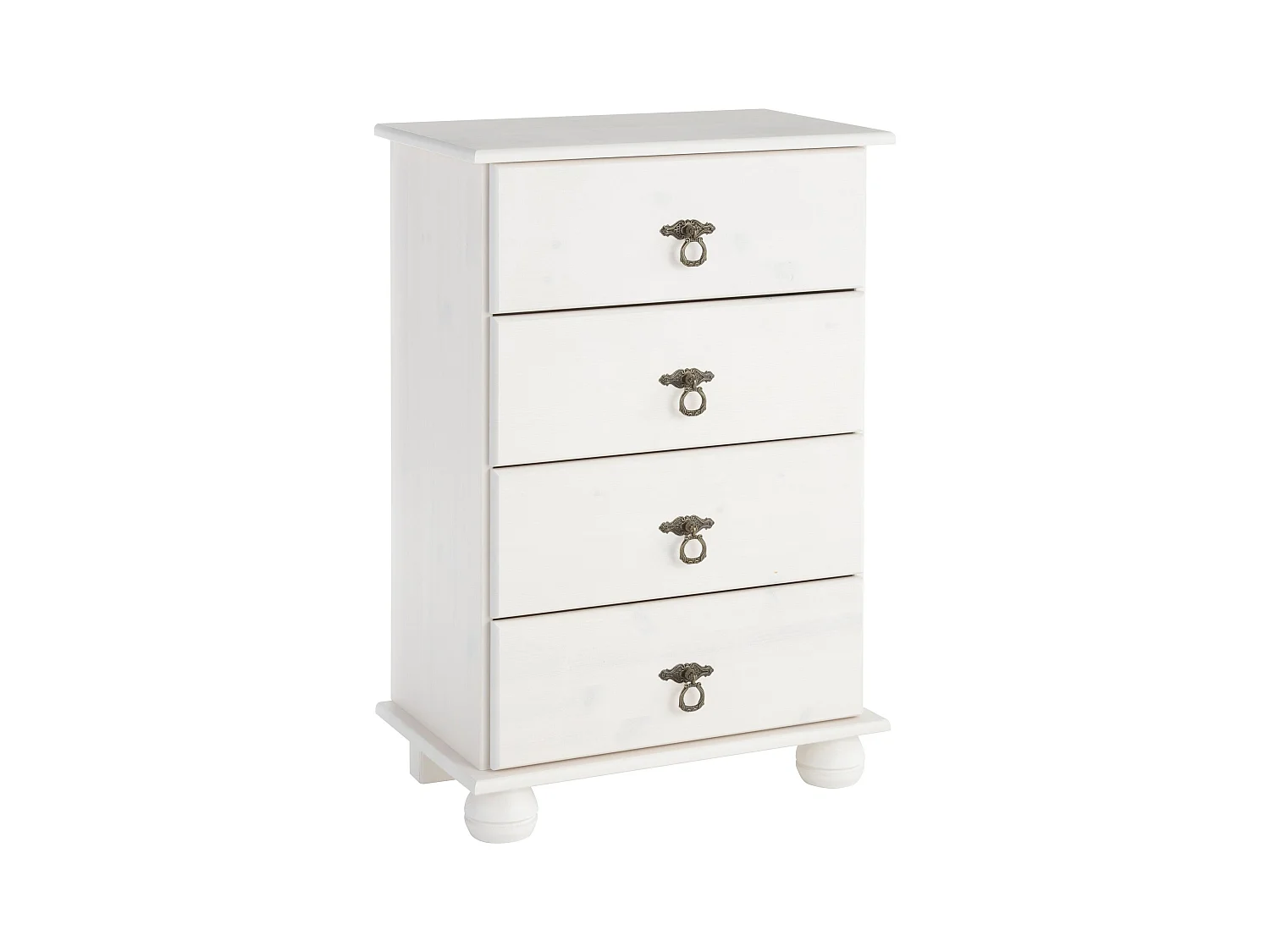 Finca-Wit gelakt grenen commode met 4 laden