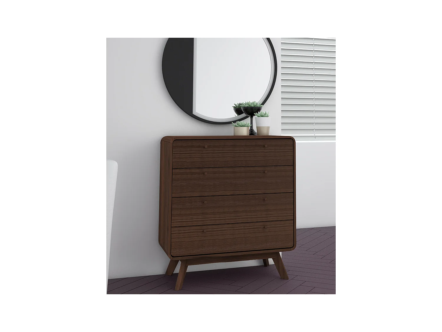 Cassie | Commode avec 4 tiroirs en mélaminé marron