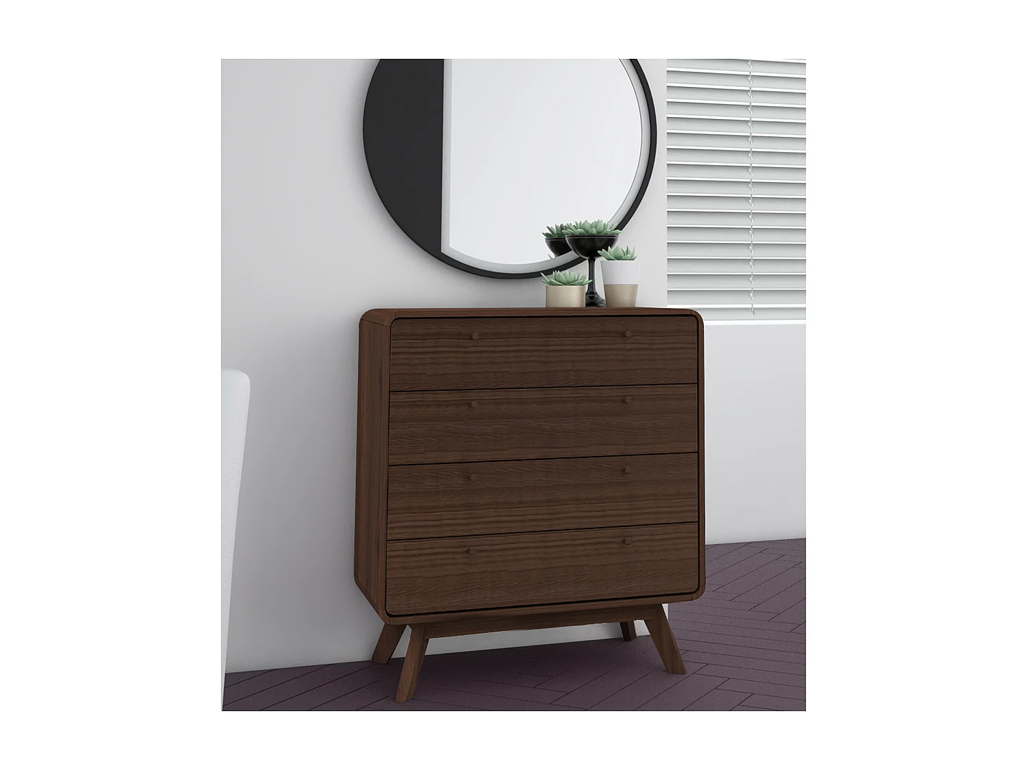 Cassie | Commode avec 4 tiroirs en mélaminé marron