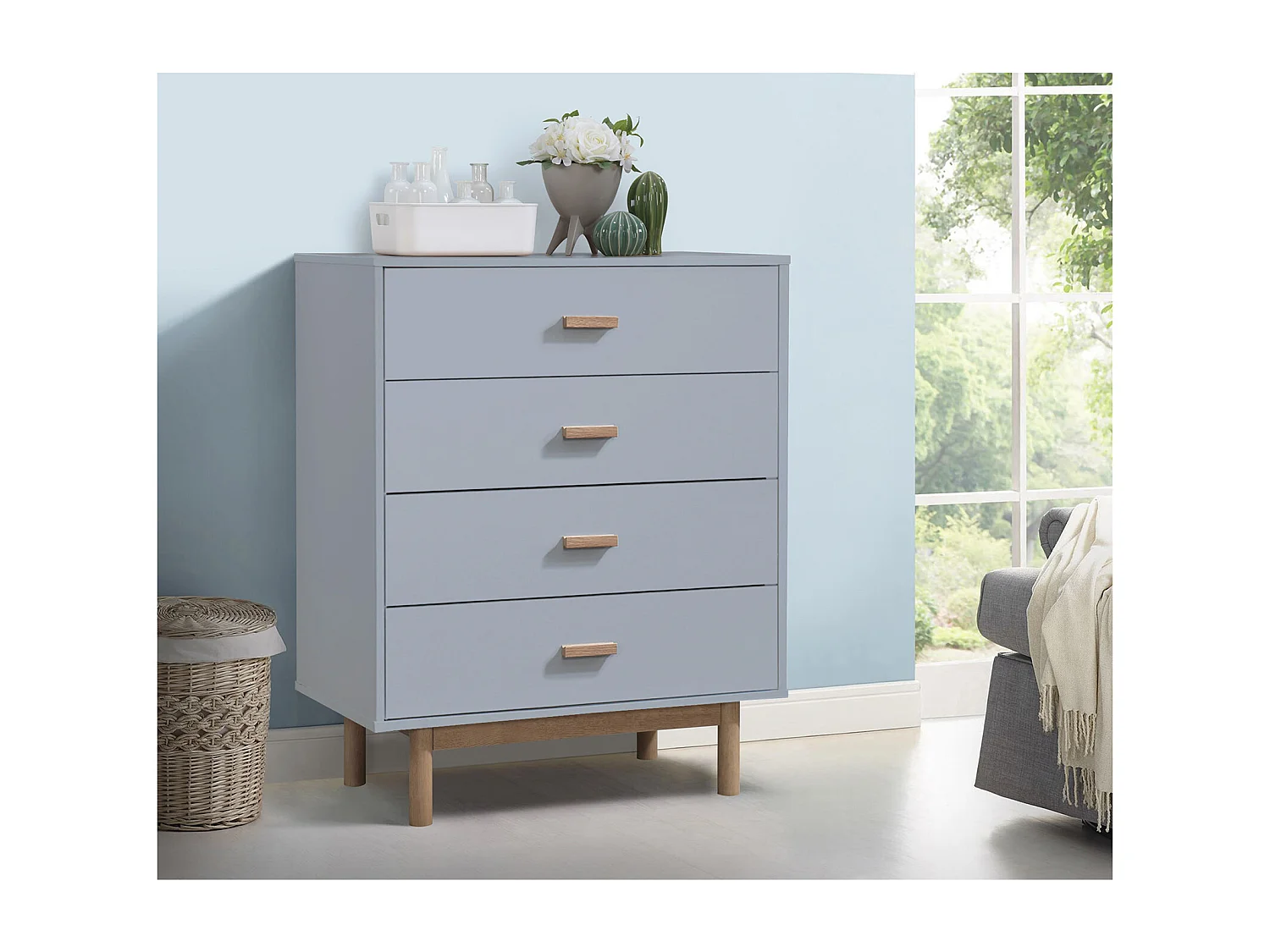 Melanie | Commode à 4 tiroirs en mélaminé chêne gris