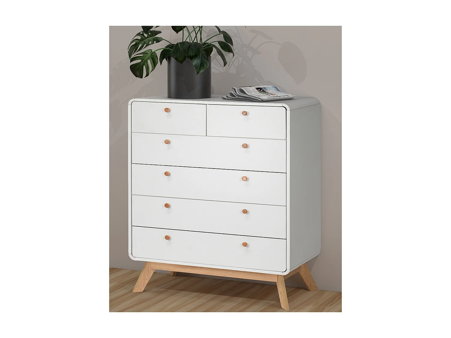 Cassie | Commode avec 4+2 tiroirs en effet chêne blanc