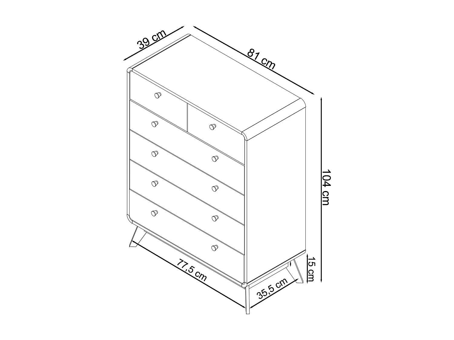 Cassie | Commode avec 4+2 tiroirs en effet chêne blanc