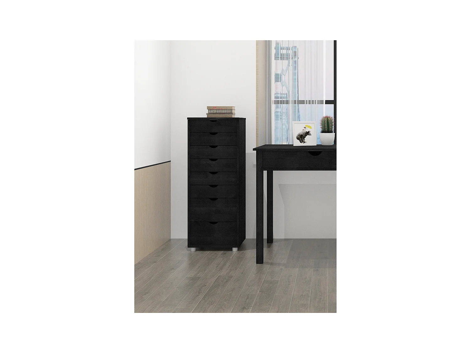 Gava-Commode 8 Lades Zwart