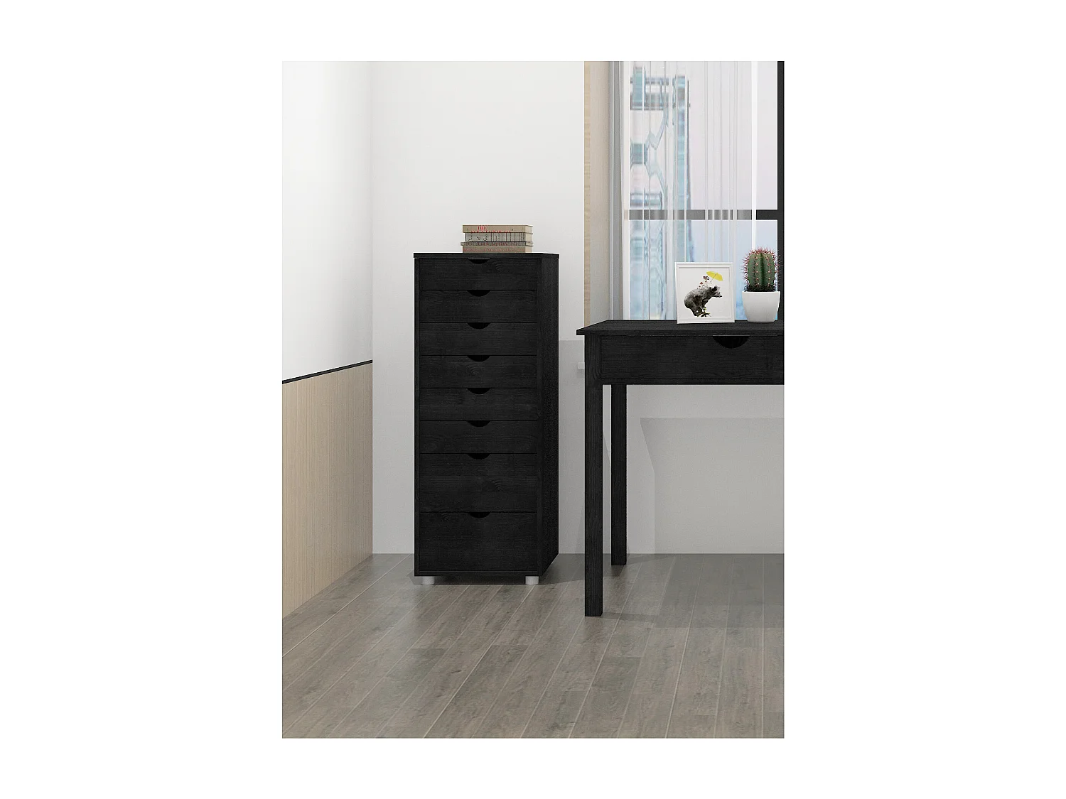 Gava Commode 8 Tiroirs Noir