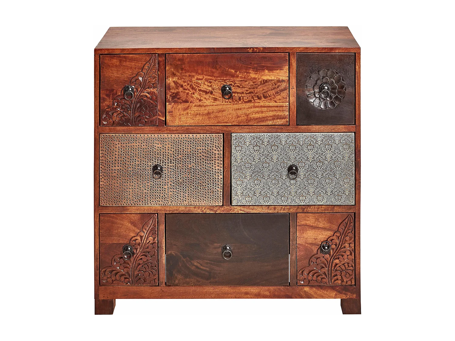 Mahar Commode 8 Tiroirs MarronMulti