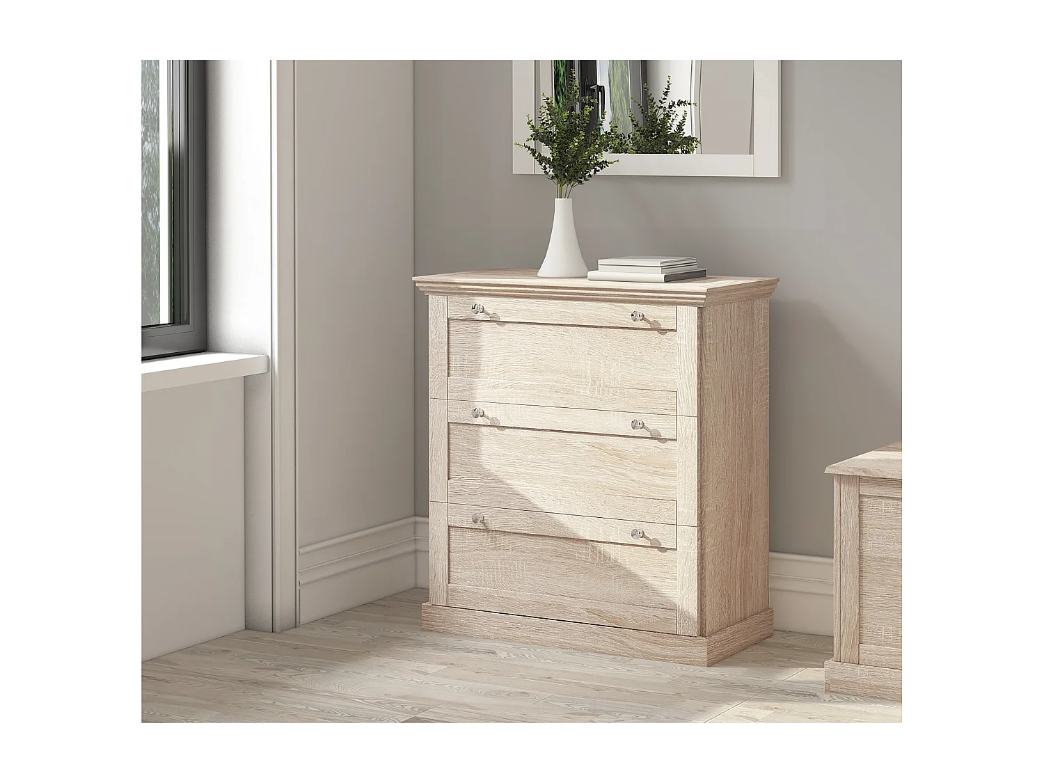 Binz Commode 3 Tiroirs Chêne 3 Portes