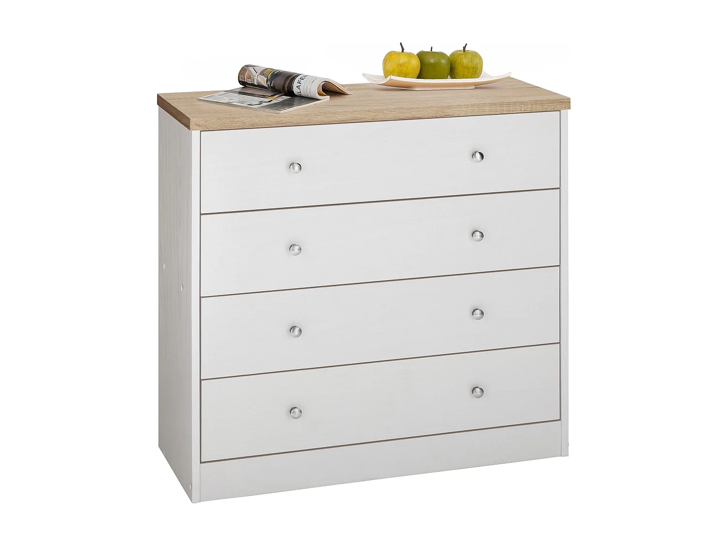 Heide | Chest with 4 Drawers in Oak Look White