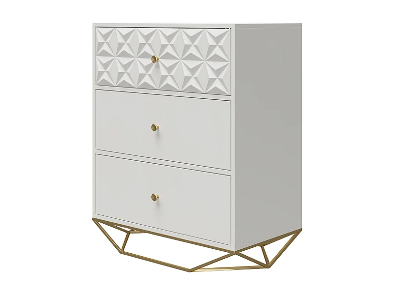 Comò a 3 cassetti Blair. Bianco