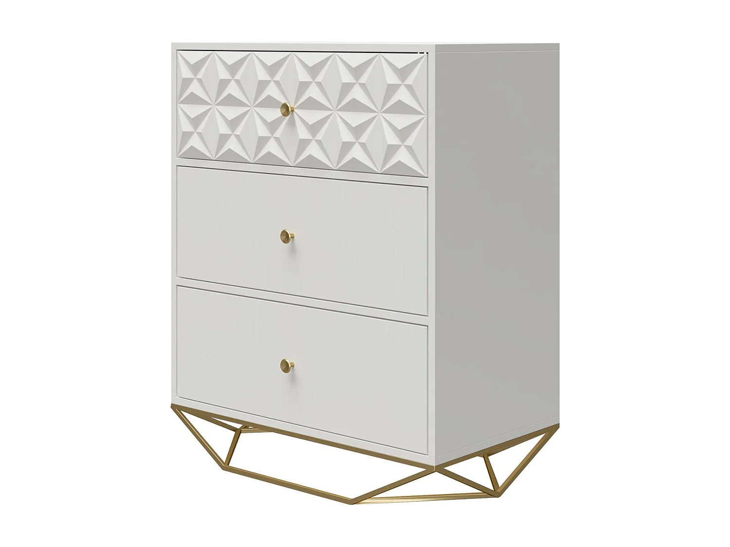 Commode à 3 tiroirs Blair. Blanc