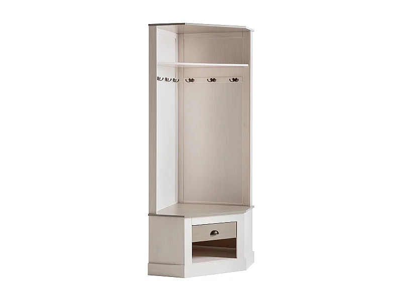 Toby | Armoire compacte en bois de pin de couleur blanc gris