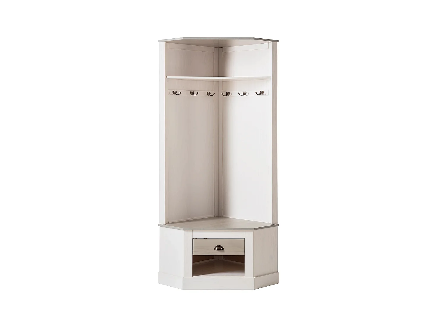 Toby | Armoire compacte en bois de pin de couleur blanc gris