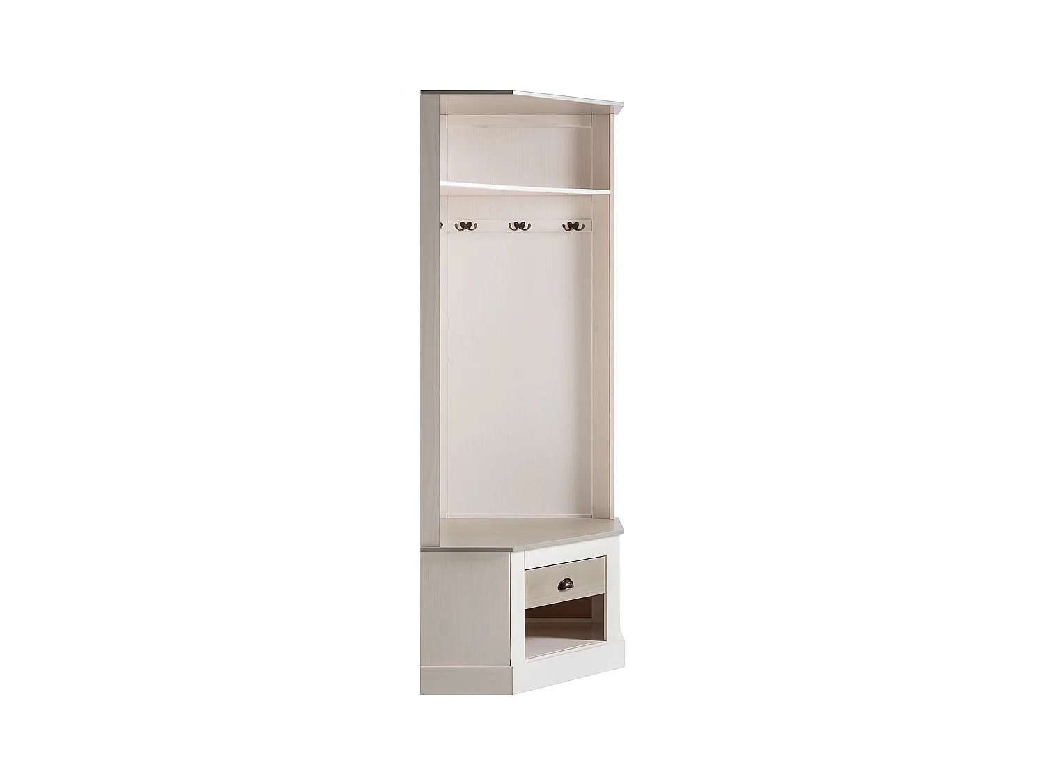 Toby | Armoire compacte en bois de pin de couleur blanc gris