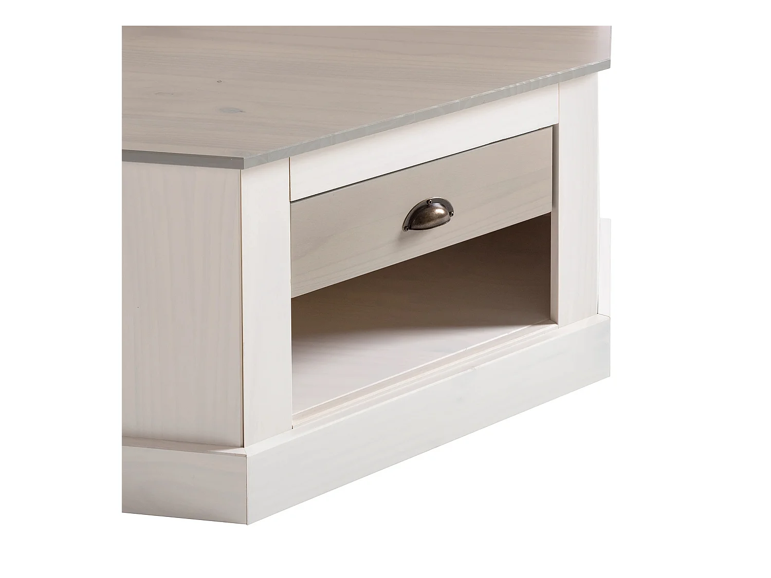 Toby | Armoire compacte en bois de pin de couleur blanc gris