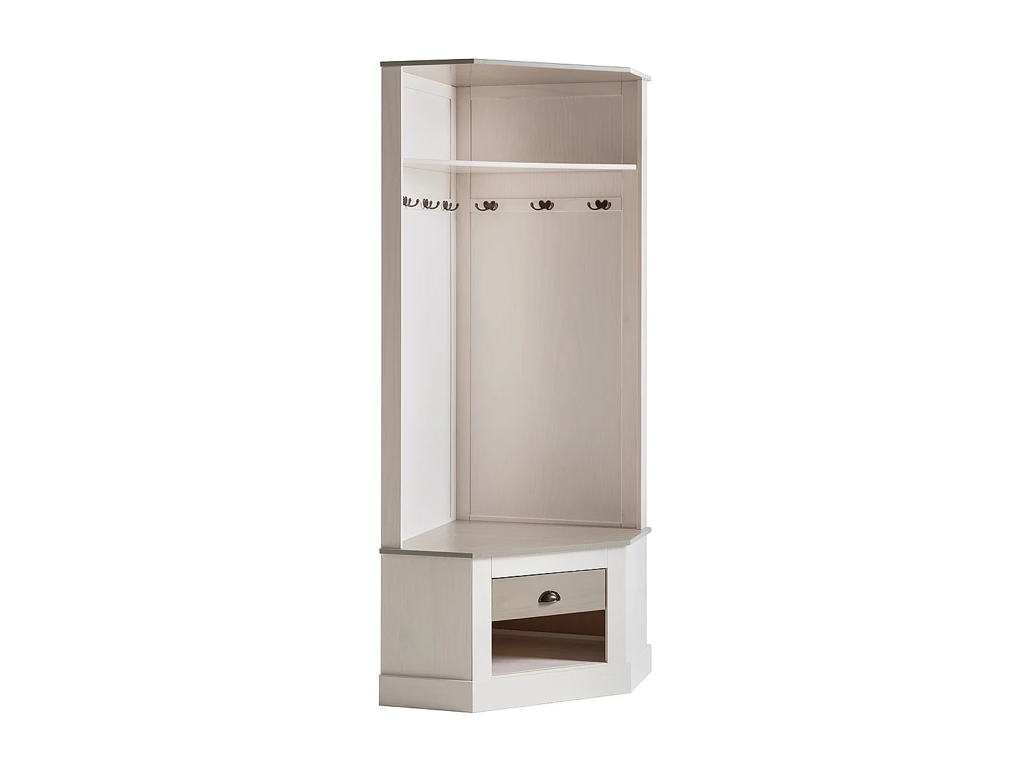 Toby | Armoire compacte en bois de pin de couleur blanc gris