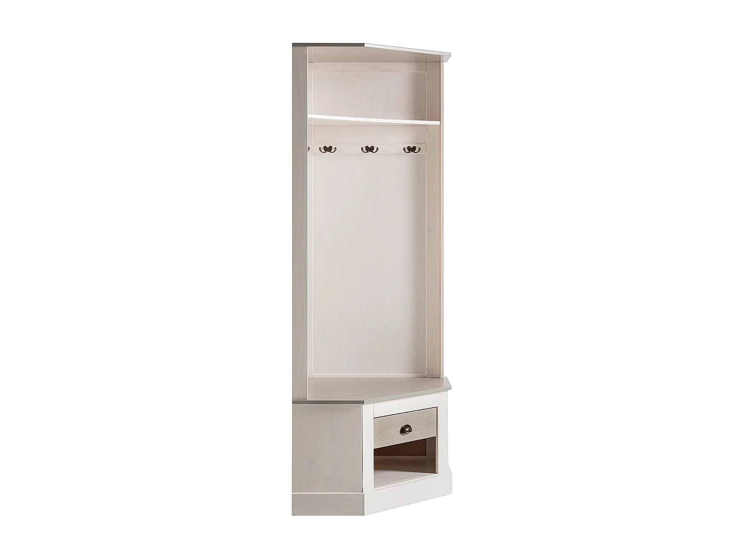 Toby | Armoire compacte en bois de pin de couleur blanc gris