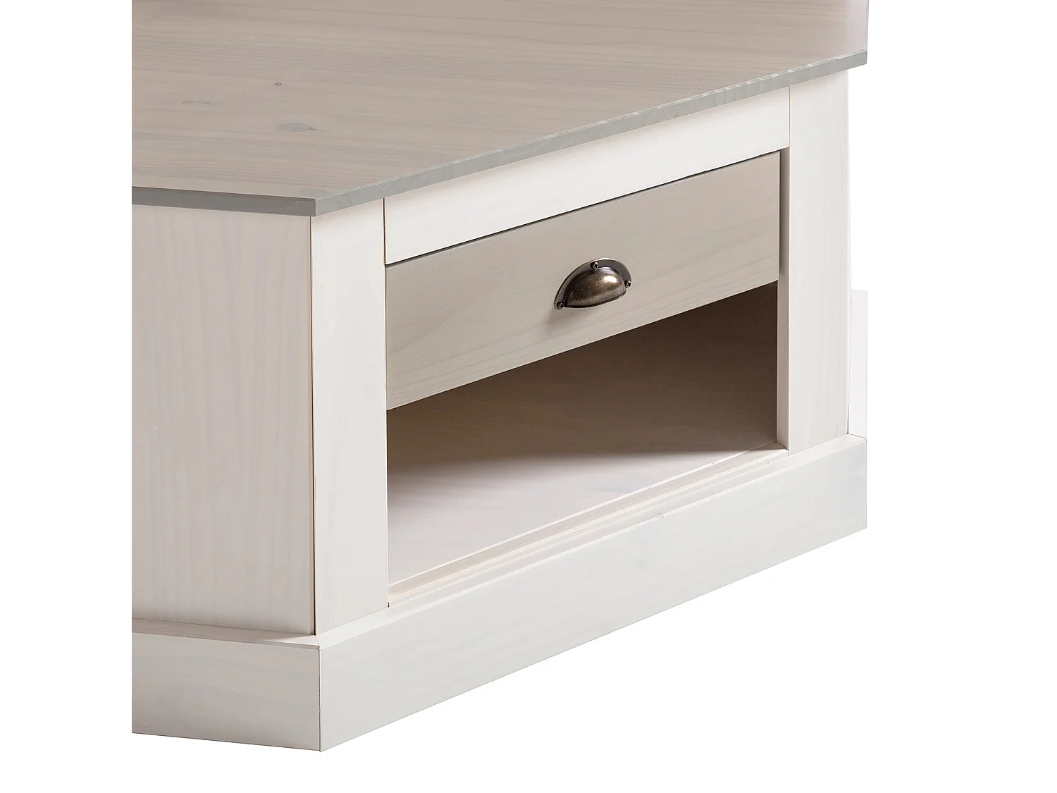 Toby | Armoire compacte en bois de pin de couleur blanc gris