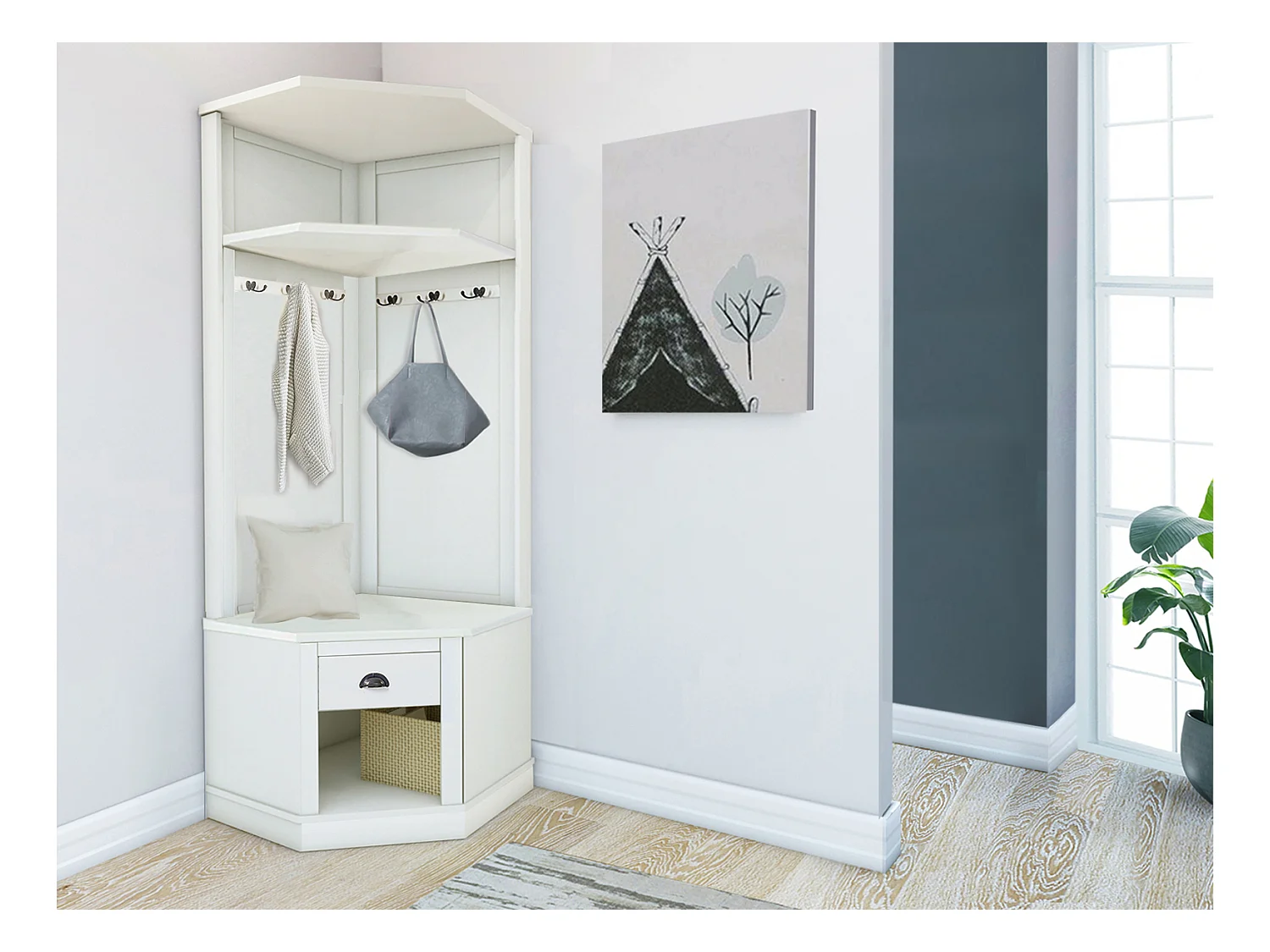 Toby | Armoire d'angle compacte en pin blanc